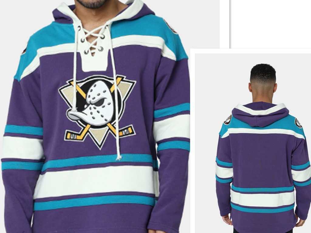 Anaheim Ducks Purple Mens Customized All Stitched Hooded Sweatshirt